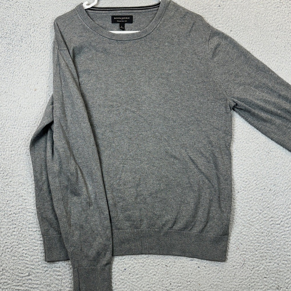 Banana Republic Silk Cashmere Blend Sweater Mens Large Grey Crew Neck Pullover